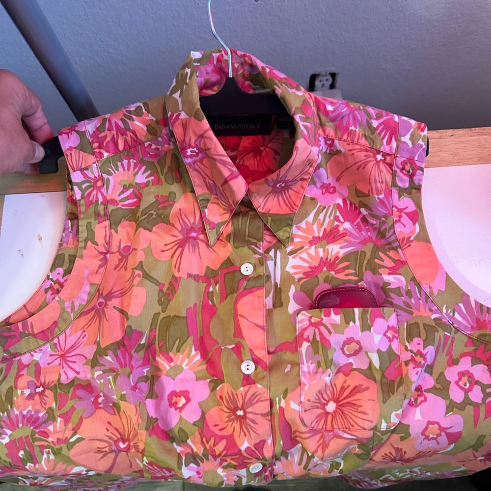 Banana Republic Floral Sleeveless Top - Pink, Orange, Green